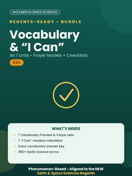 Earth & Space Science Vocabulary & I Can Bundle | All 7 Units | NY Regents