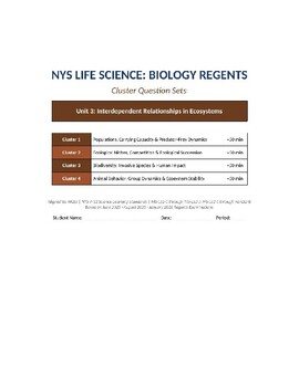 NYS Biology Regents Cluster Questions | Ecosystems Unit 3 Test Prep | 4 Sets