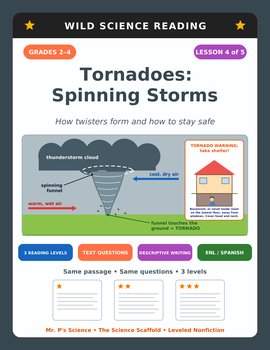 Reading Comprehension Passages | Tornadoes Severe Weather | 2nd 3rd 4th Grade